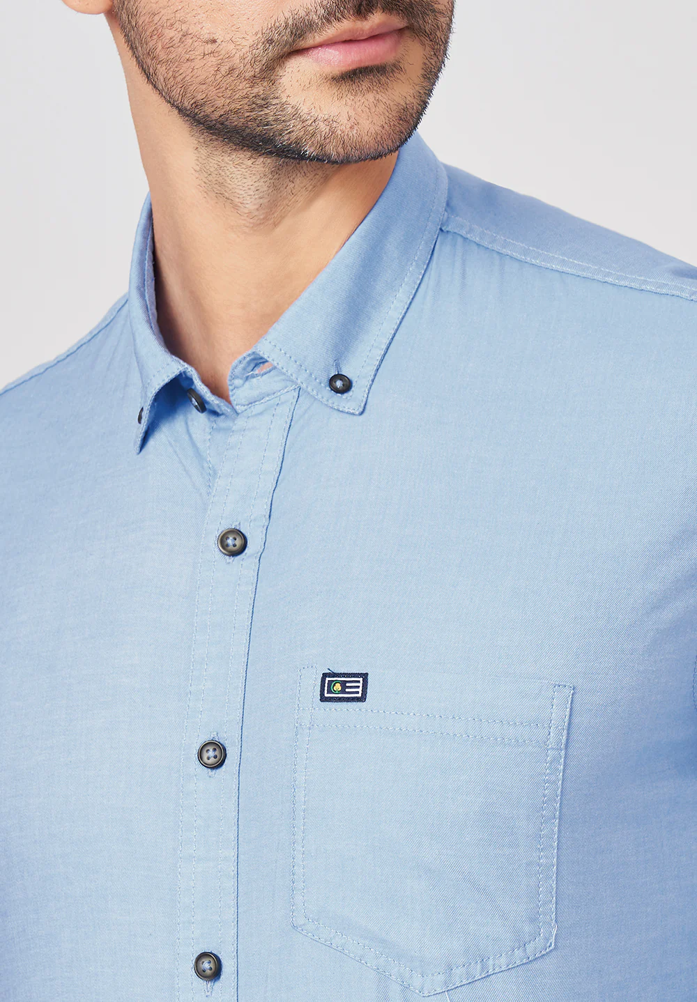 Men Blue Slim Fit Formal Shirt - Image 4