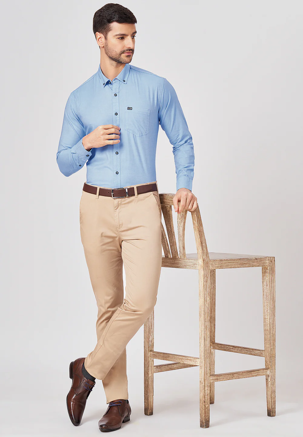 Men Blue Slim Fit Formal Shirt - Image 5
