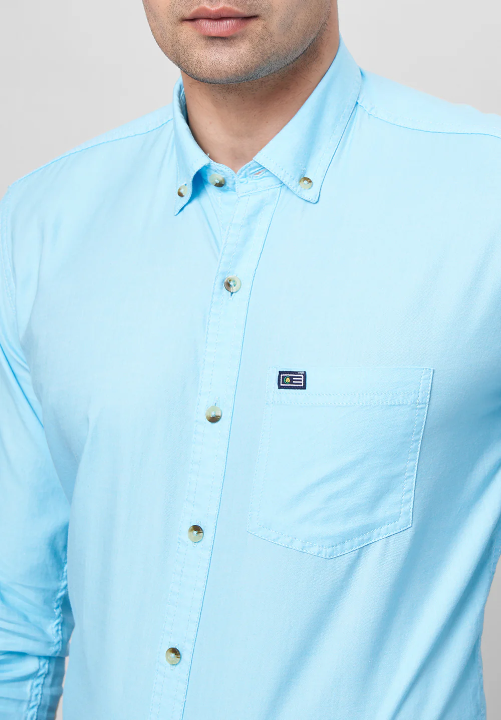 Men Blue Slim Fit Formal Shirt - Image 3