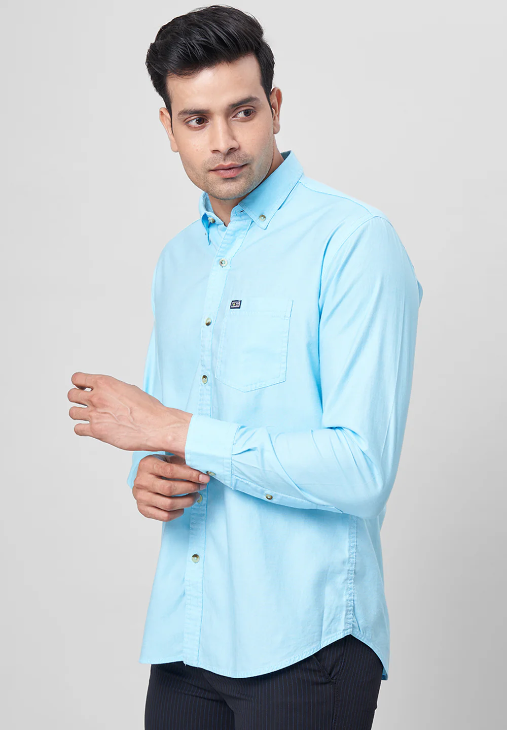Men Blue Slim Fit Formal Shirt - Image 5