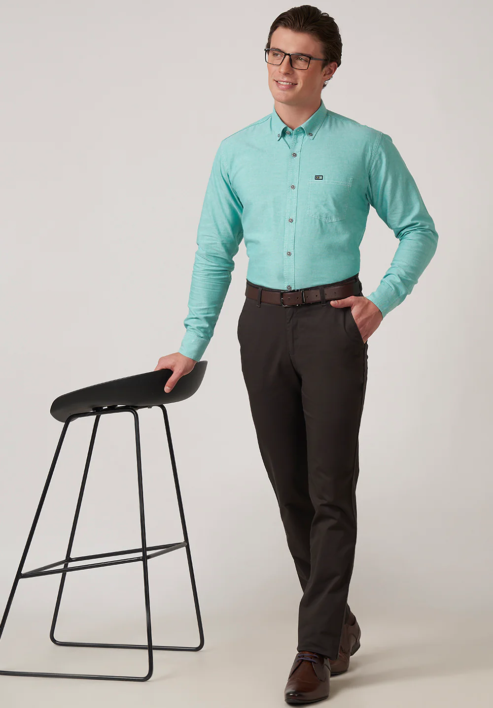 Men Blue Slim Fit Formal Shirt - Image 2
