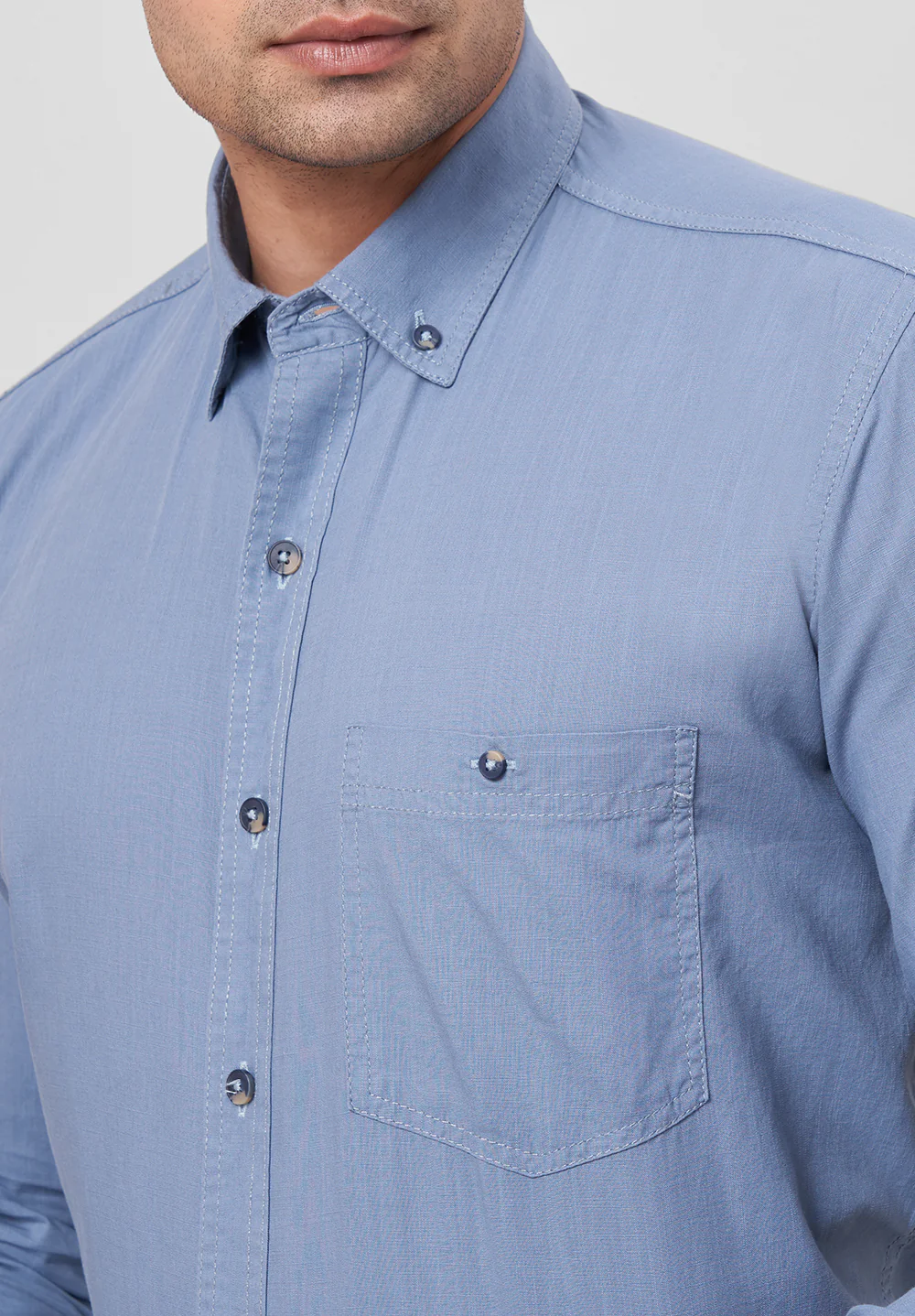 Men Blue Smart Fit Formal Shirt - Image 3