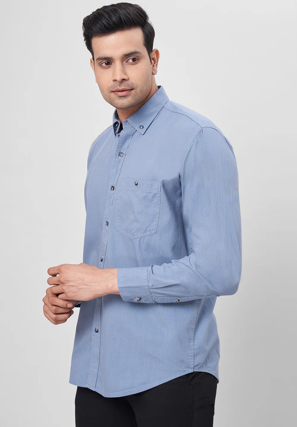 Men Blue Smart Fit Formal Shirt - Image 4