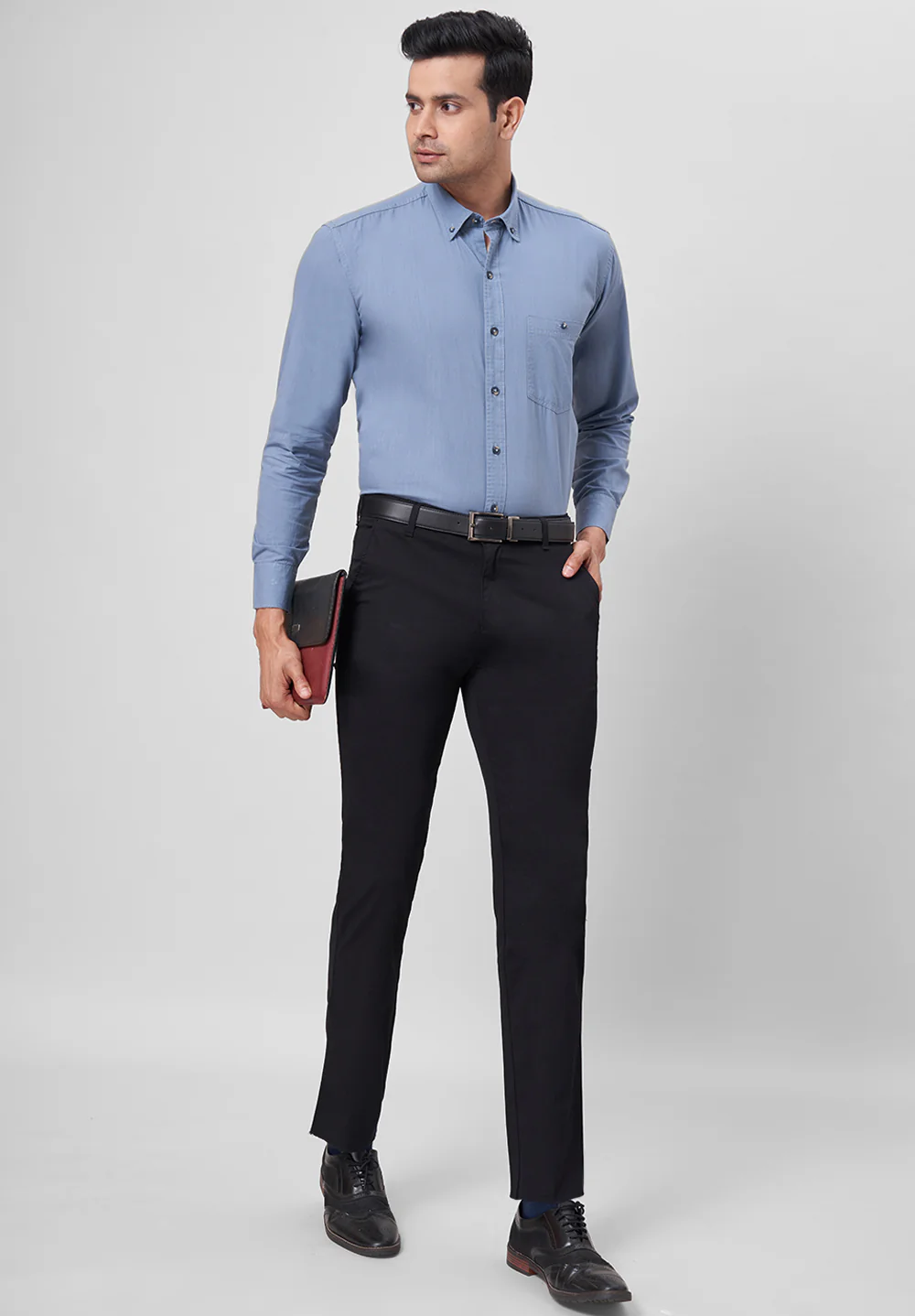 Men Blue Smart Fit Formal Shirt - Image 5