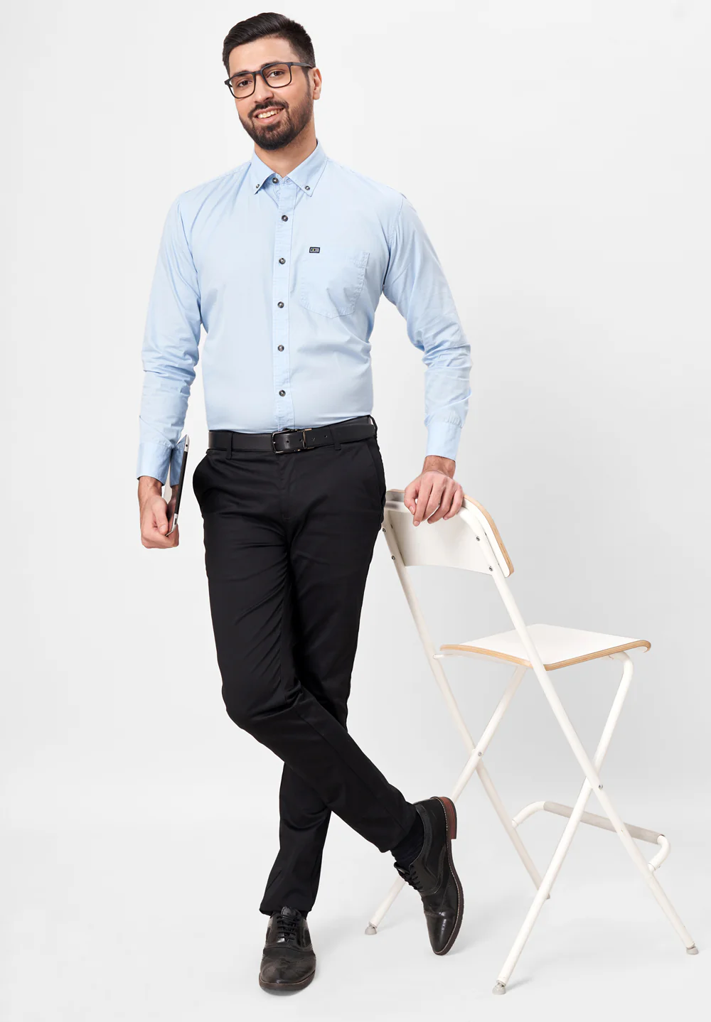 Men Blue Smart Fit Formal Shirt - Image 5