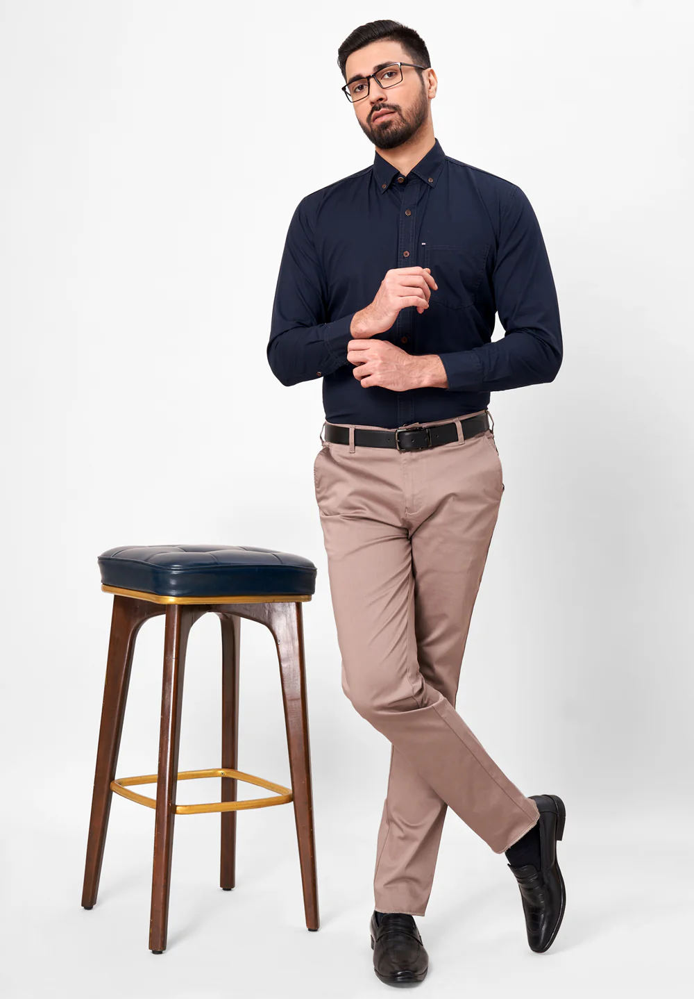 Men Blue Smart Fit Formal Shirt - Image 5