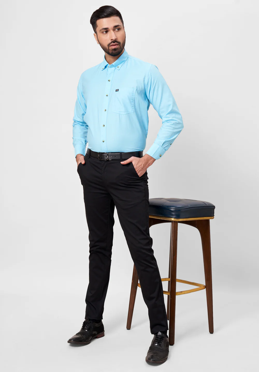 Men Blue Smart Fit Formal Shirt - Image 5