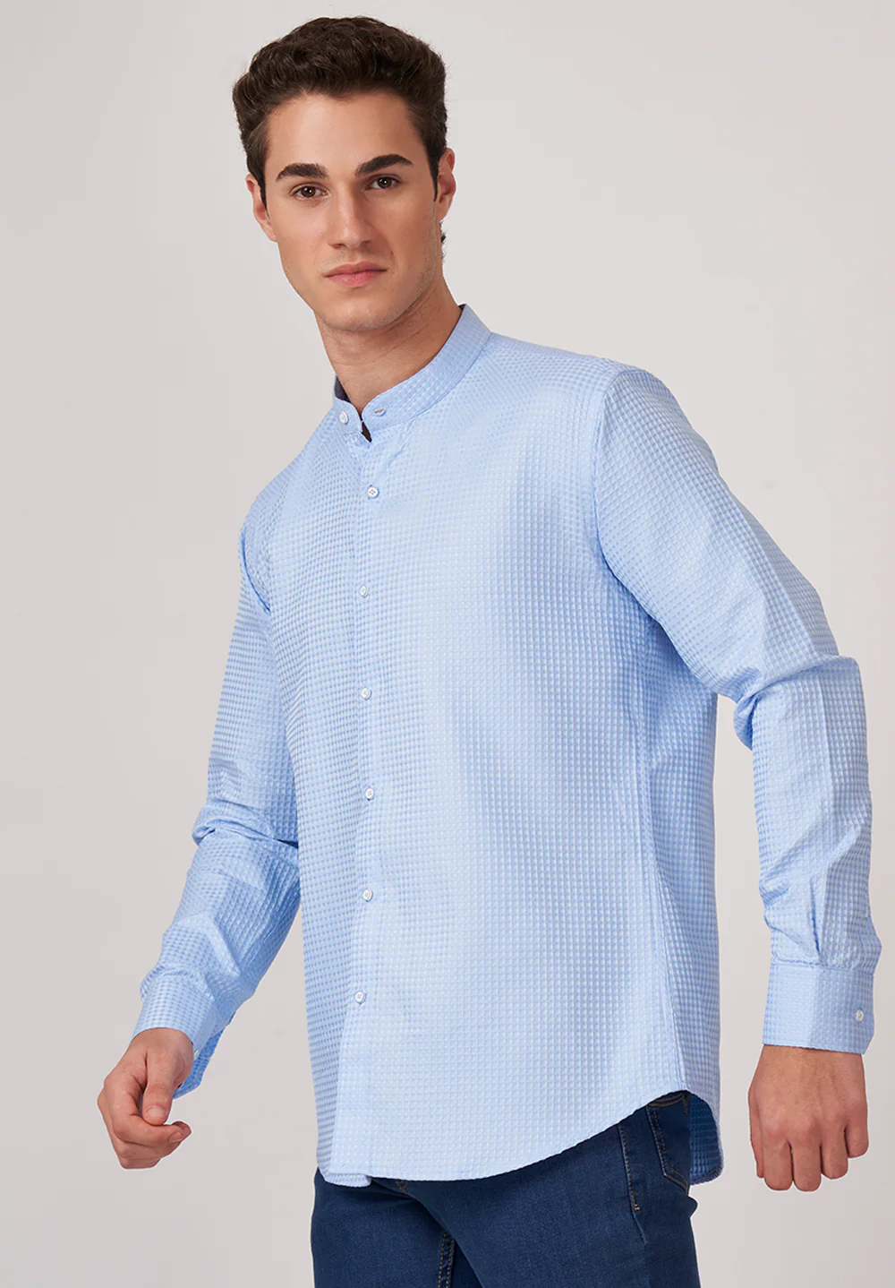 Men Blue Slim Fit Formal Shirt - Image 2