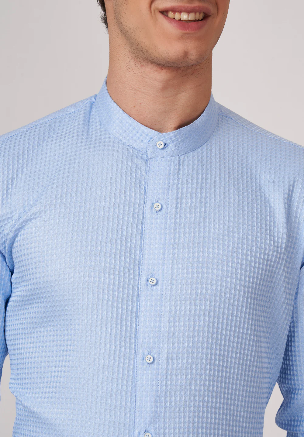Men Blue Slim Fit Formal Shirt - Image 4
