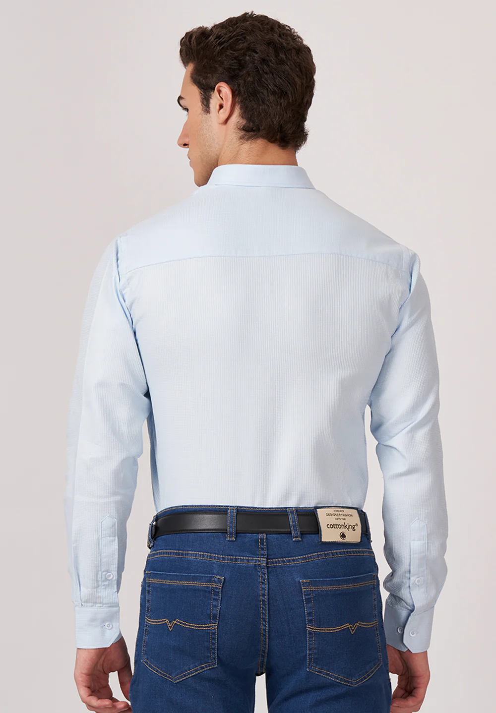Men Blue Slim Fit Formal Shirt - Image 3