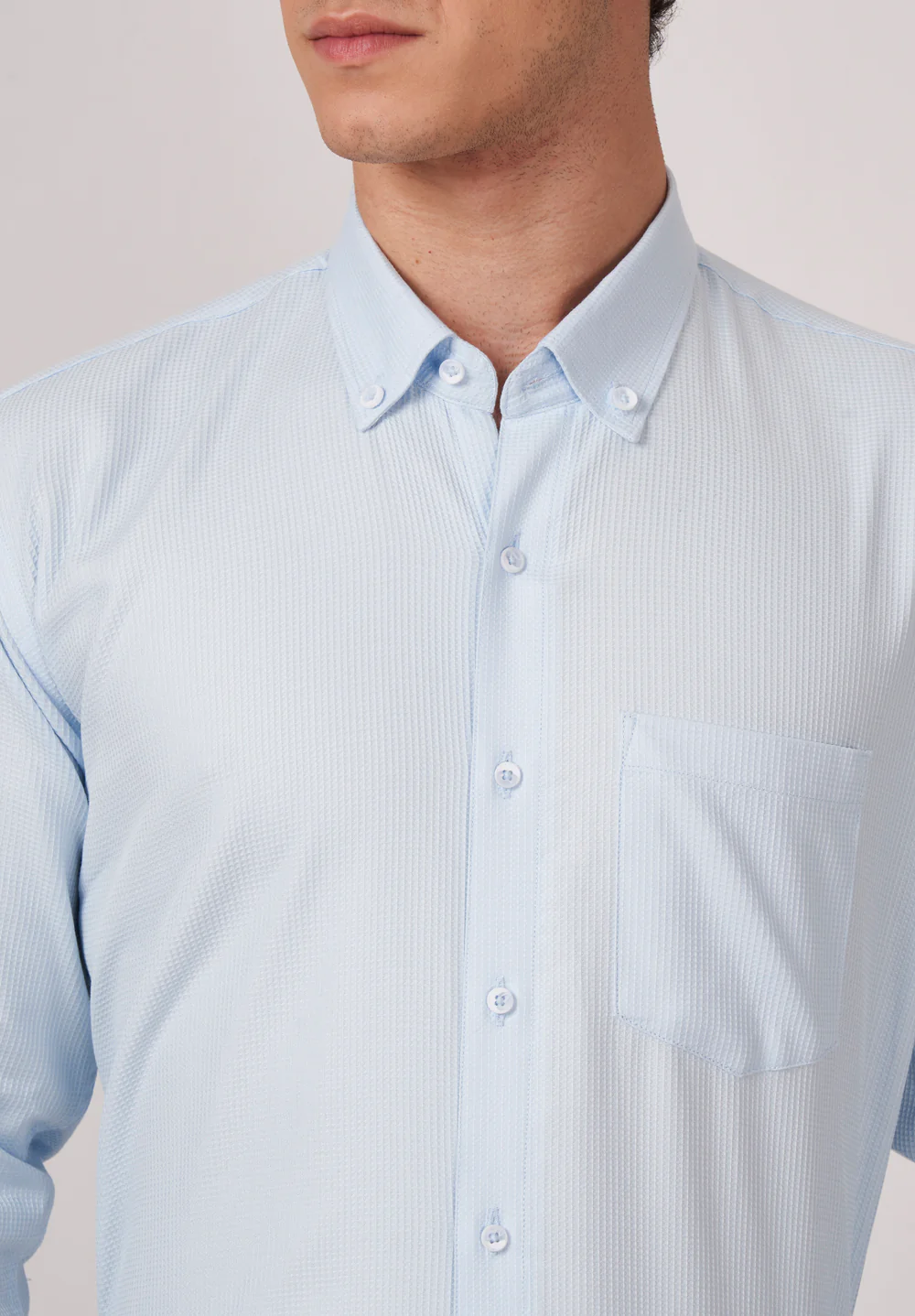 Men Blue Slim Fit Formal Shirt - Image 4