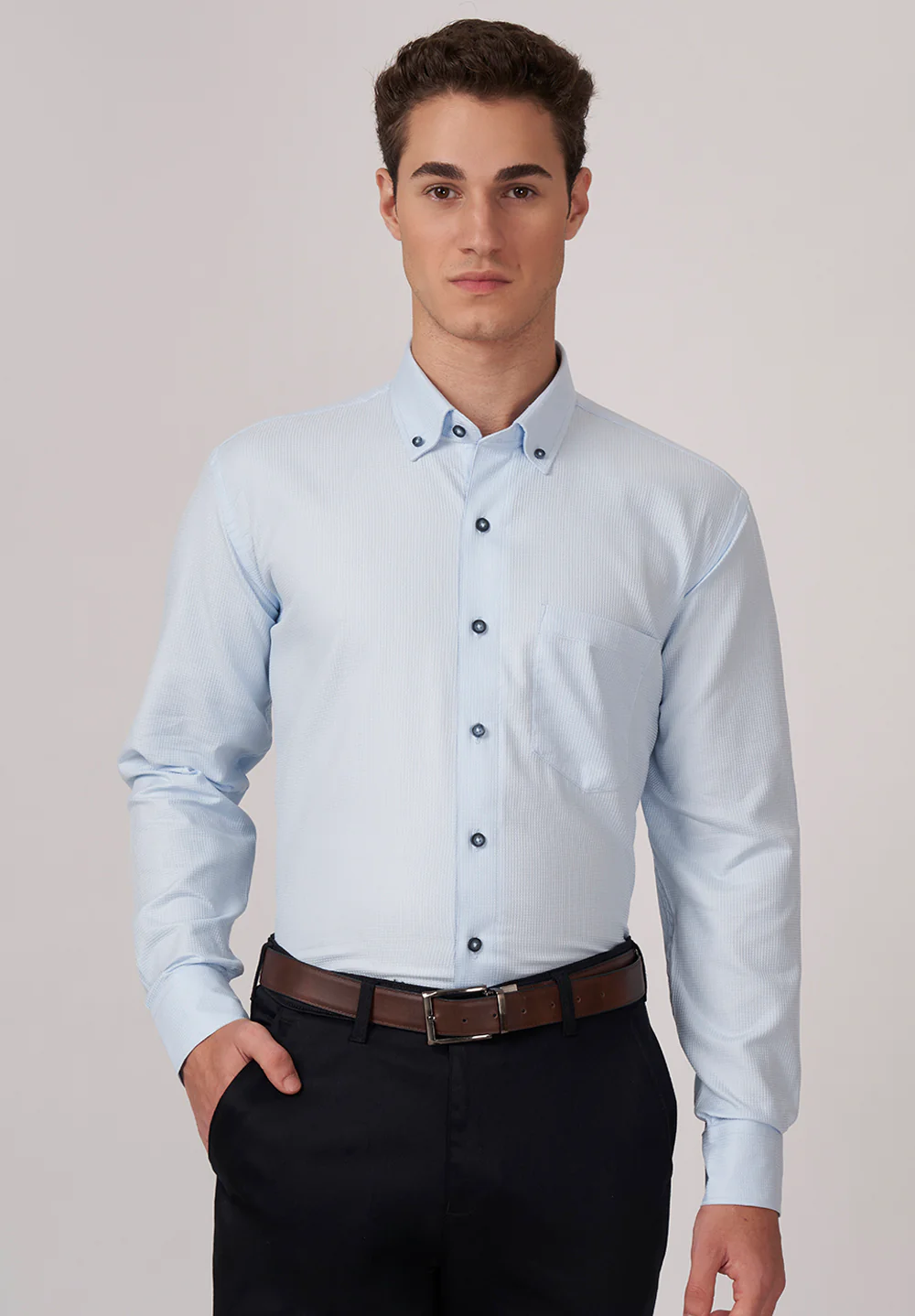 Men Blue Smart Fit Formal Shirt