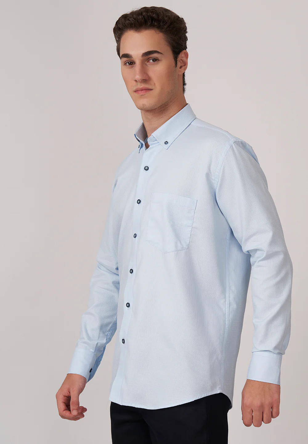Men Blue Smart Fit Formal Shirt - Image 2