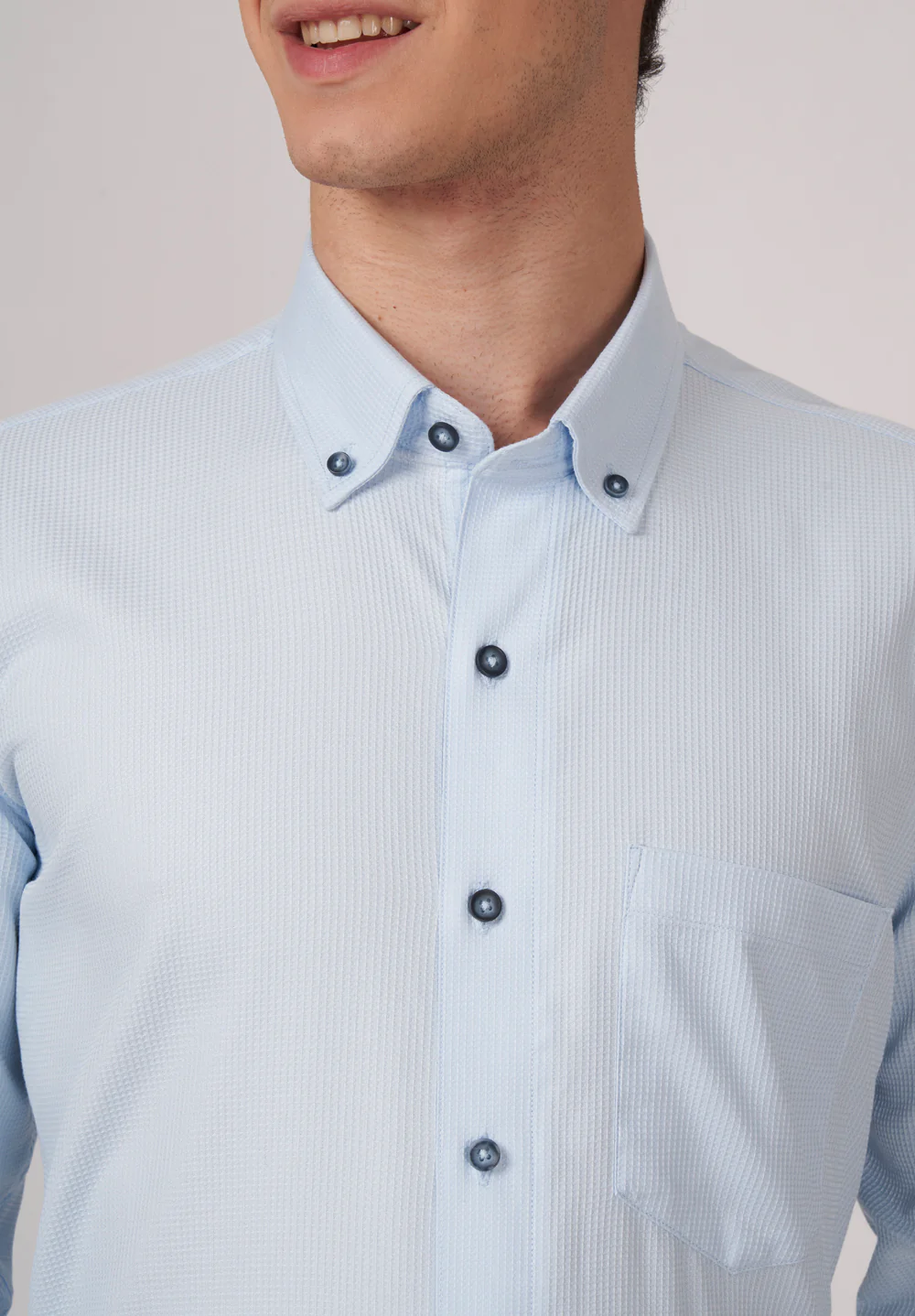Men Blue Smart Fit Formal Shirt - Image 4