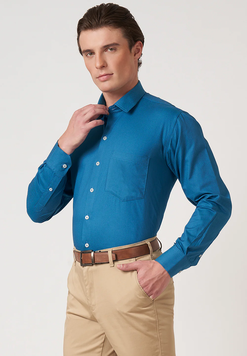 Men Blue Regular Fit Formal Shirt - Image 3