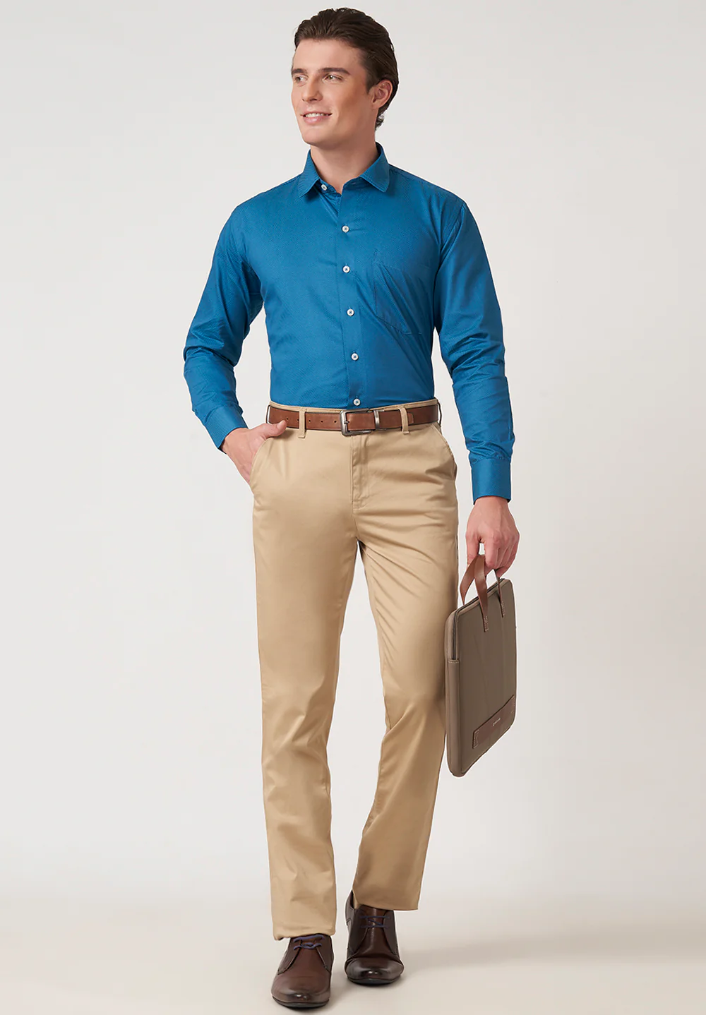Men Blue Regular Fit Formal Shirt - Image 5