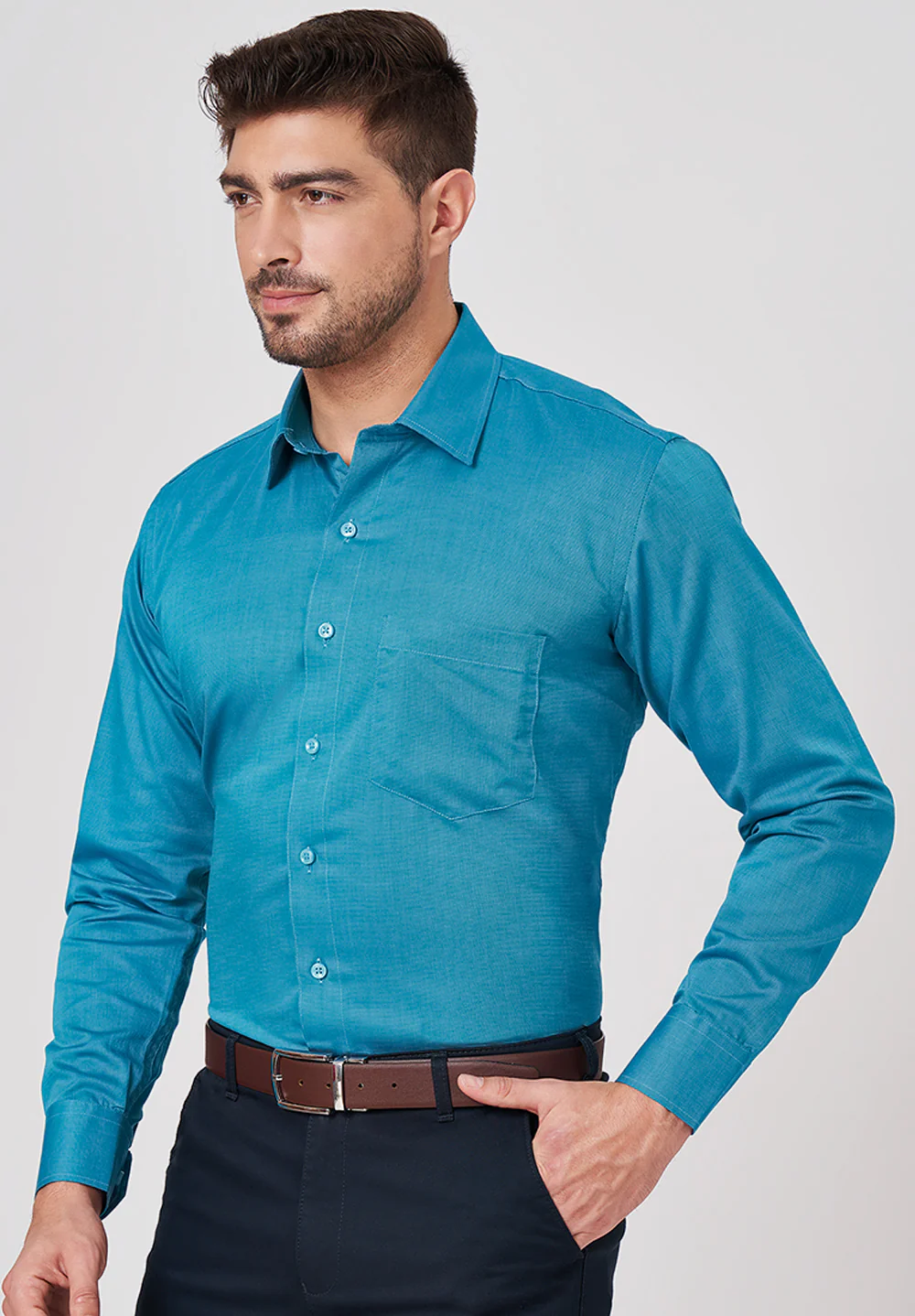 Men Blue Regular Fit Formal Shirt - Image 3