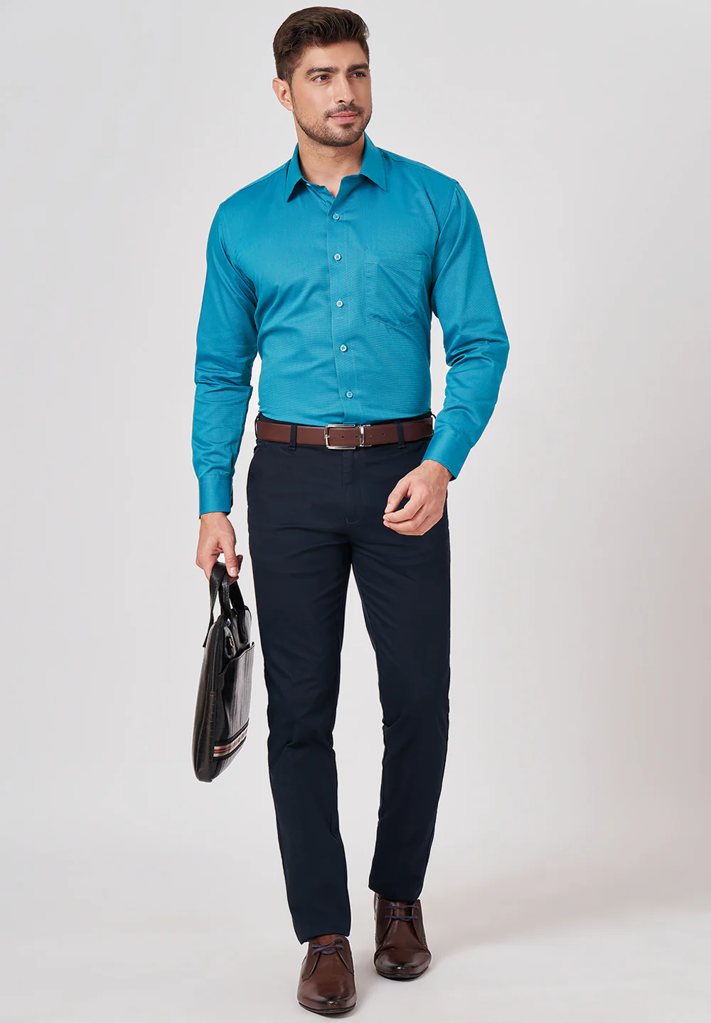 Men Blue Regular Fit Formal Shirt - Image 5