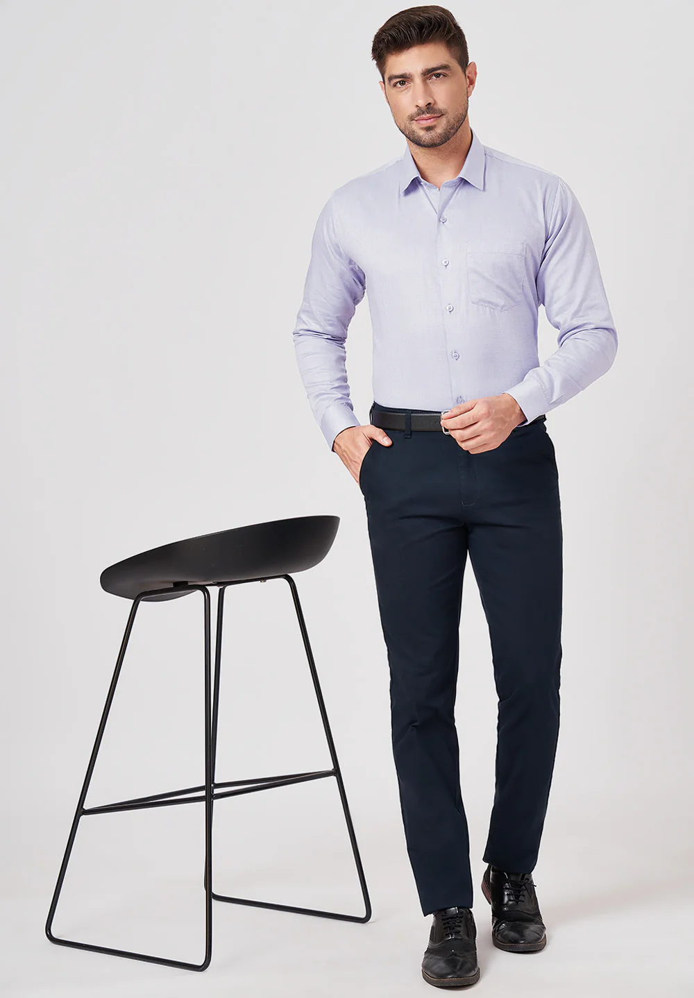 Men Blue Slim Fit Formal Shirt - Image 5