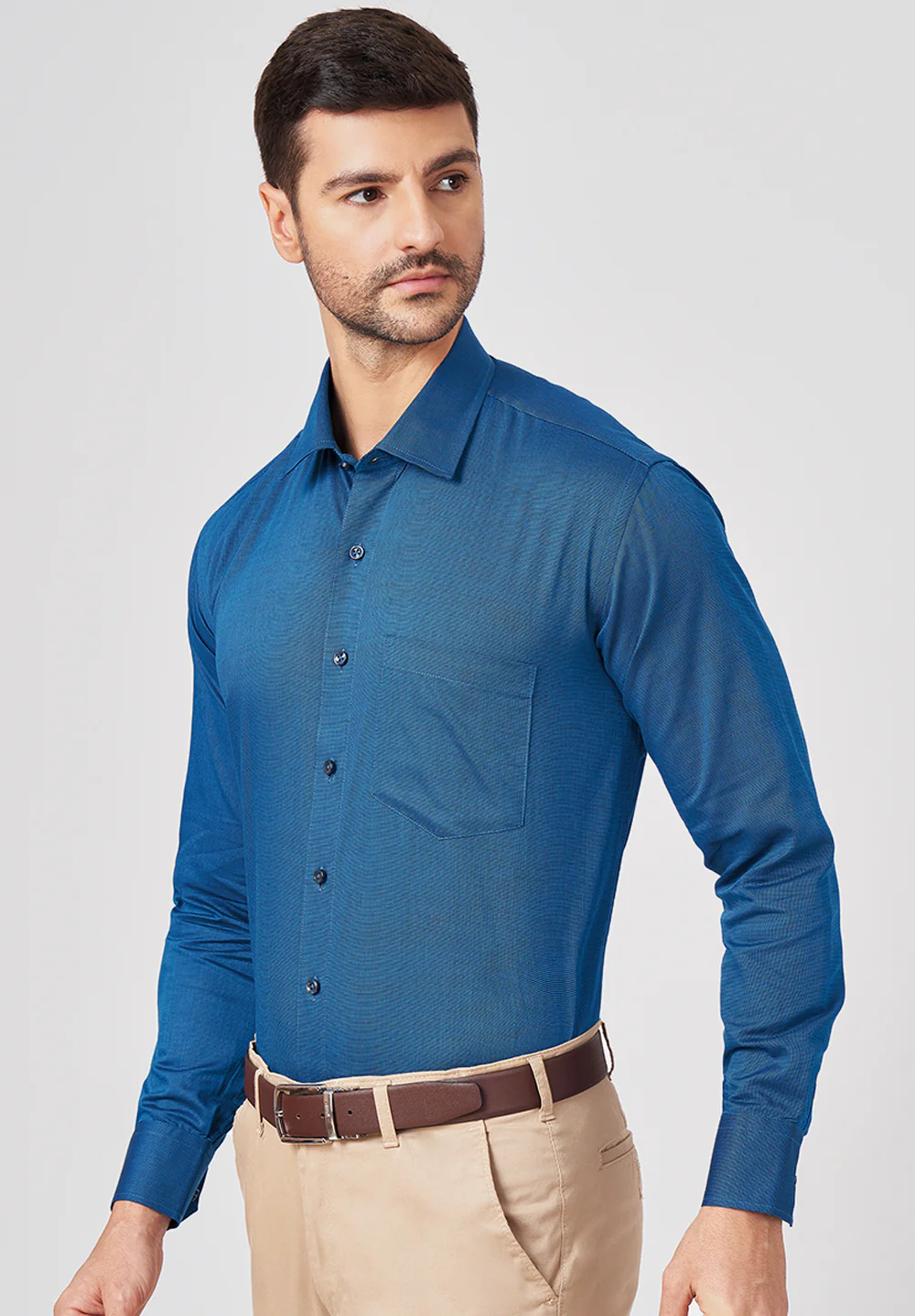 Men Blue Regular Fit Formal Shirt - Image 3