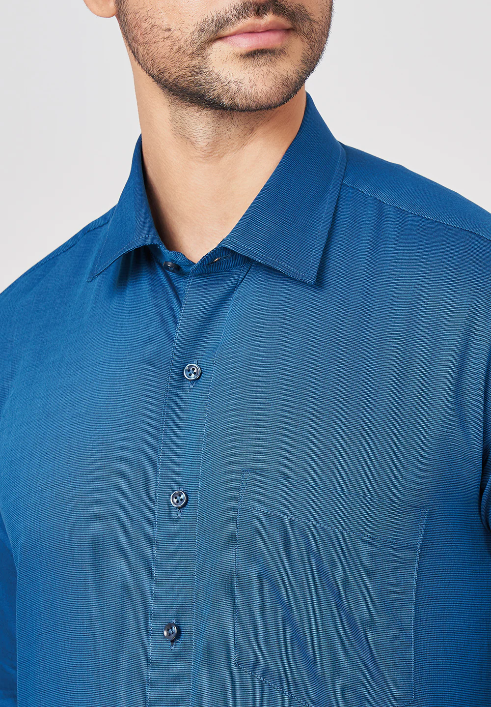 Men Blue Regular Fit Formal Shirt - Image 4