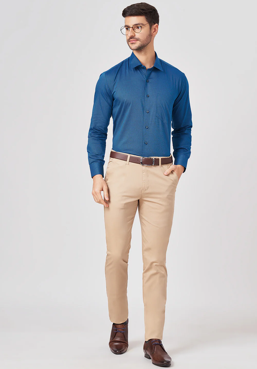 Men Blue Regular Fit Formal Shirt - Image 5