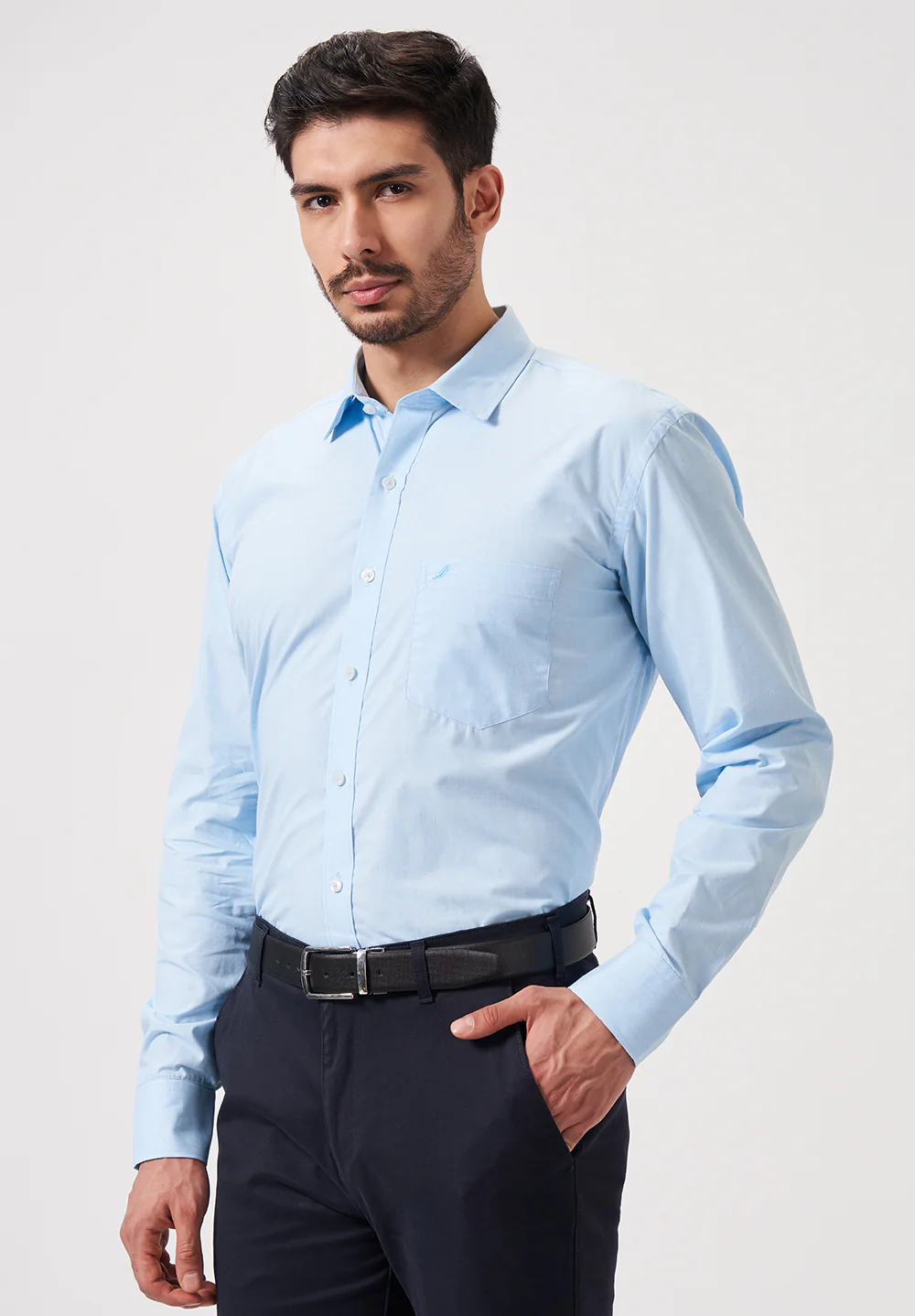 Men Blue Regular Fit Formal Shirt - Image 3