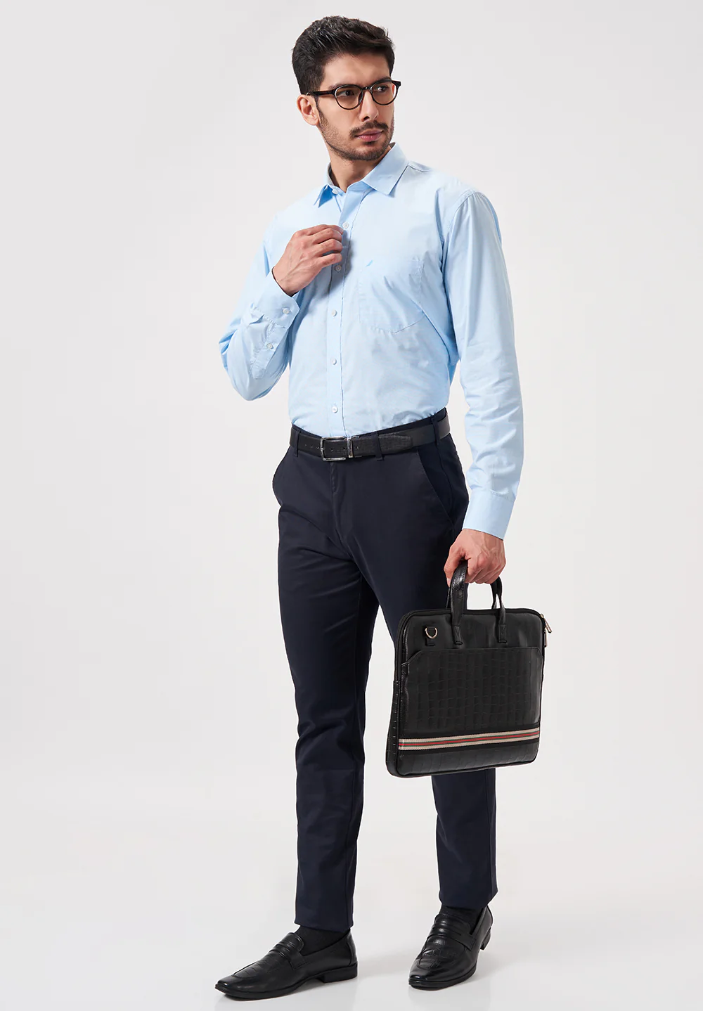 Men Blue Regular Fit Formal Shirt - Image 5