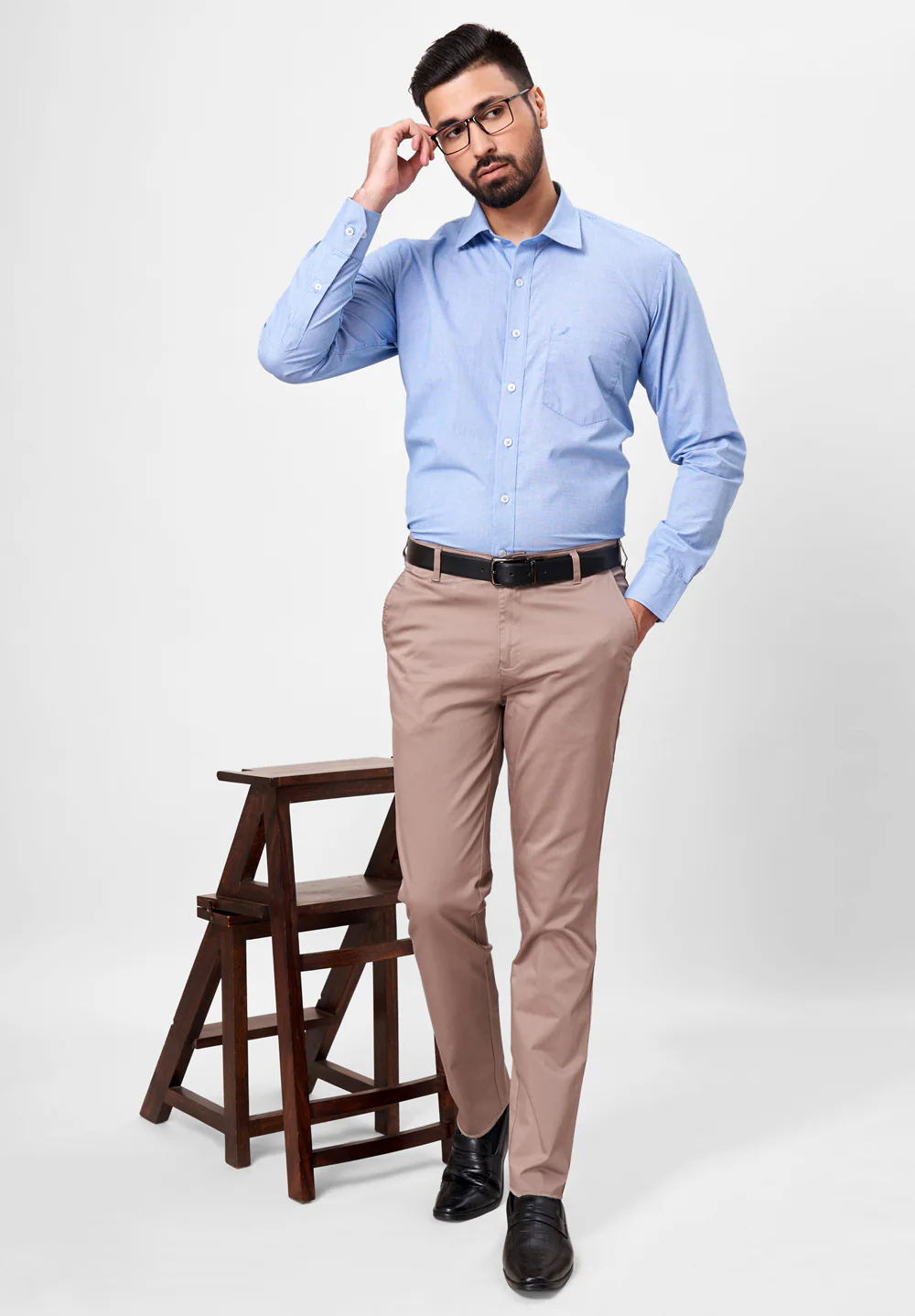Men Blue Regular Fit Formal Shirt - Image 4