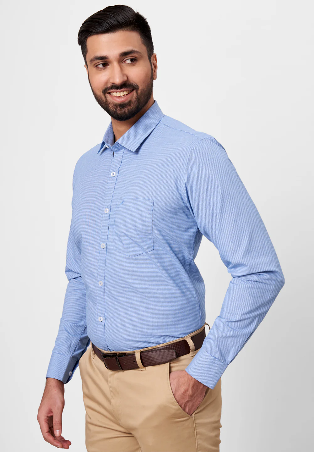 Men Blue Regular Fit Formal Shirt - Image 5