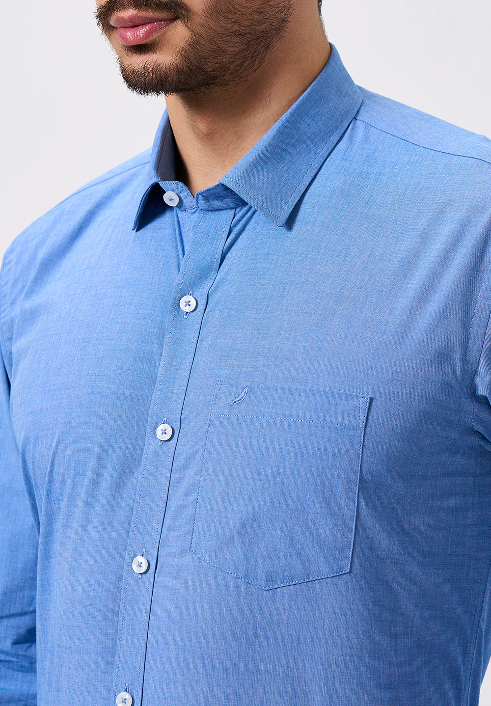 Men Blue Slim Fit Formal Shirt - Image 5