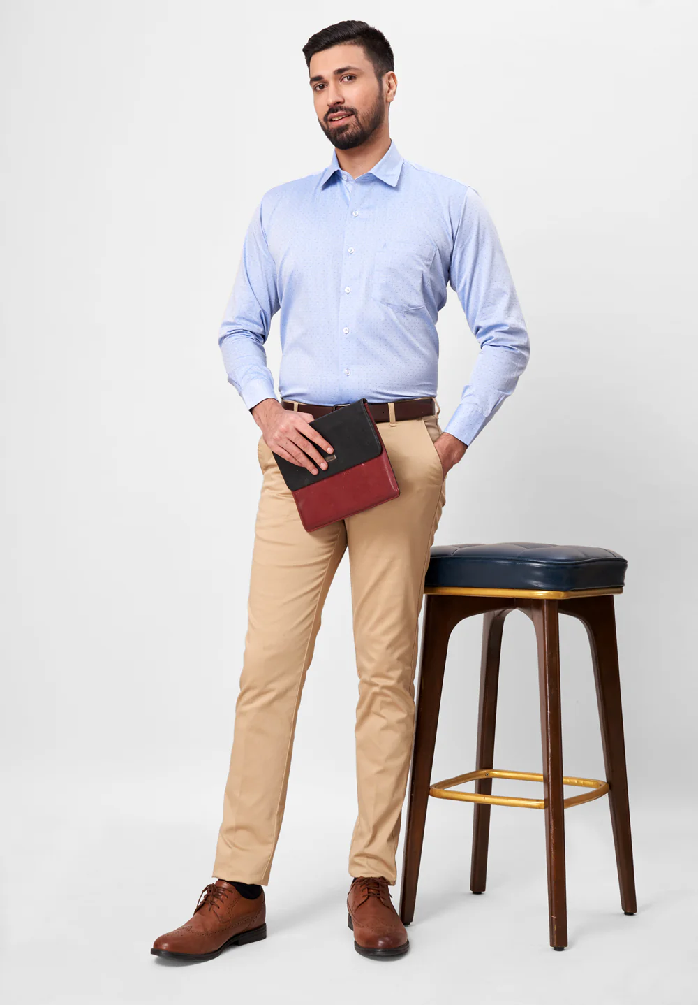 Men Blue Regular Fit Formal Shirt - Image 4