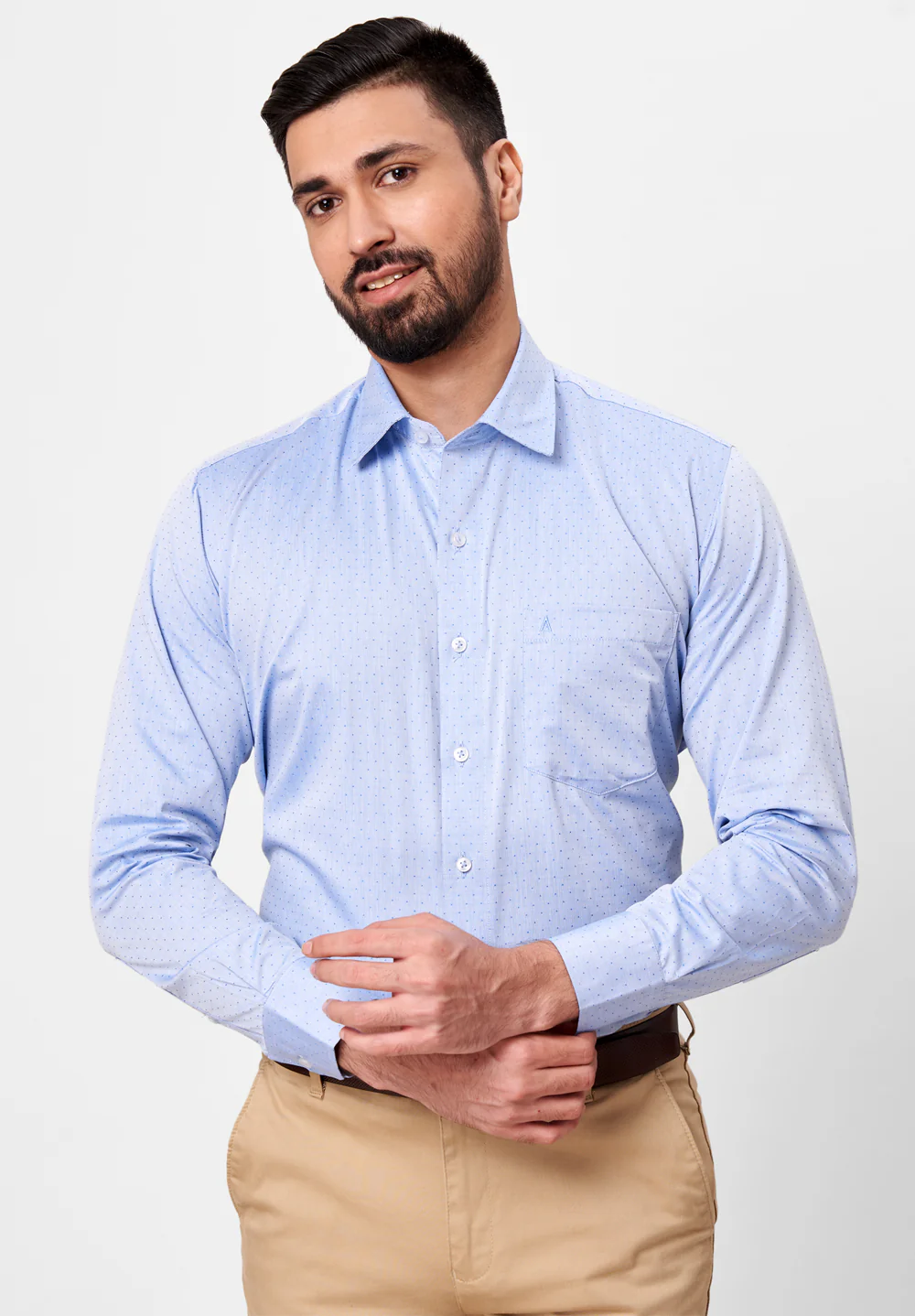 Men Blue Regular Fit Formal Shirt - Image 5