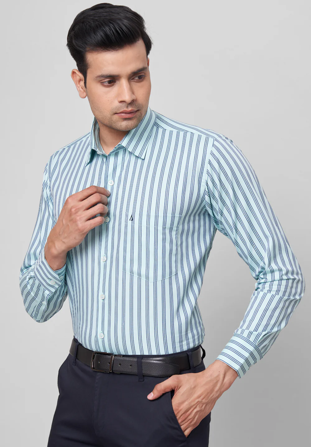 Men Blue Regular Fit Formal Shirt - Image 3