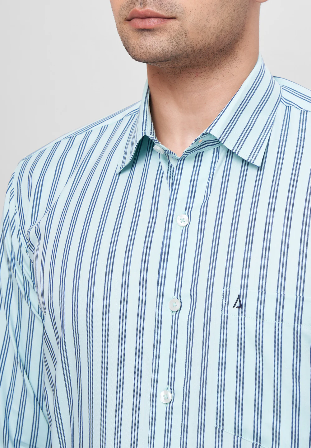 Men Blue Regular Fit Formal Shirt - Image 4