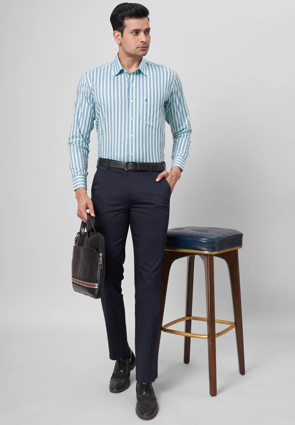 Men Blue Regular Fit Formal Shirt - Image 5