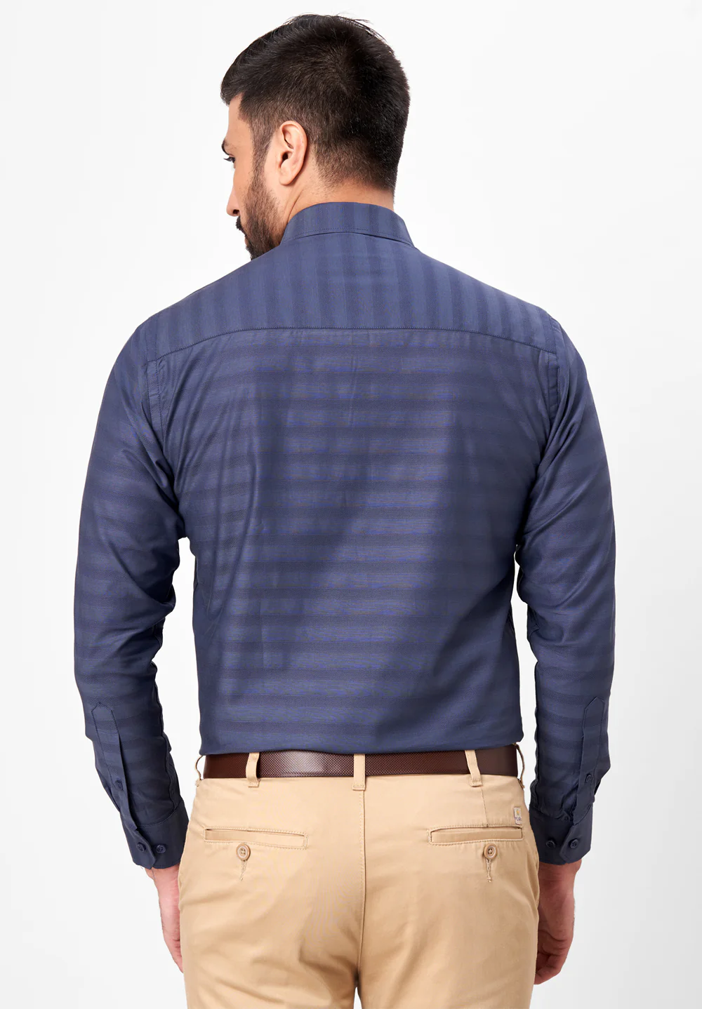 Men Blue Slim Fit Formal Shirt - Image 4