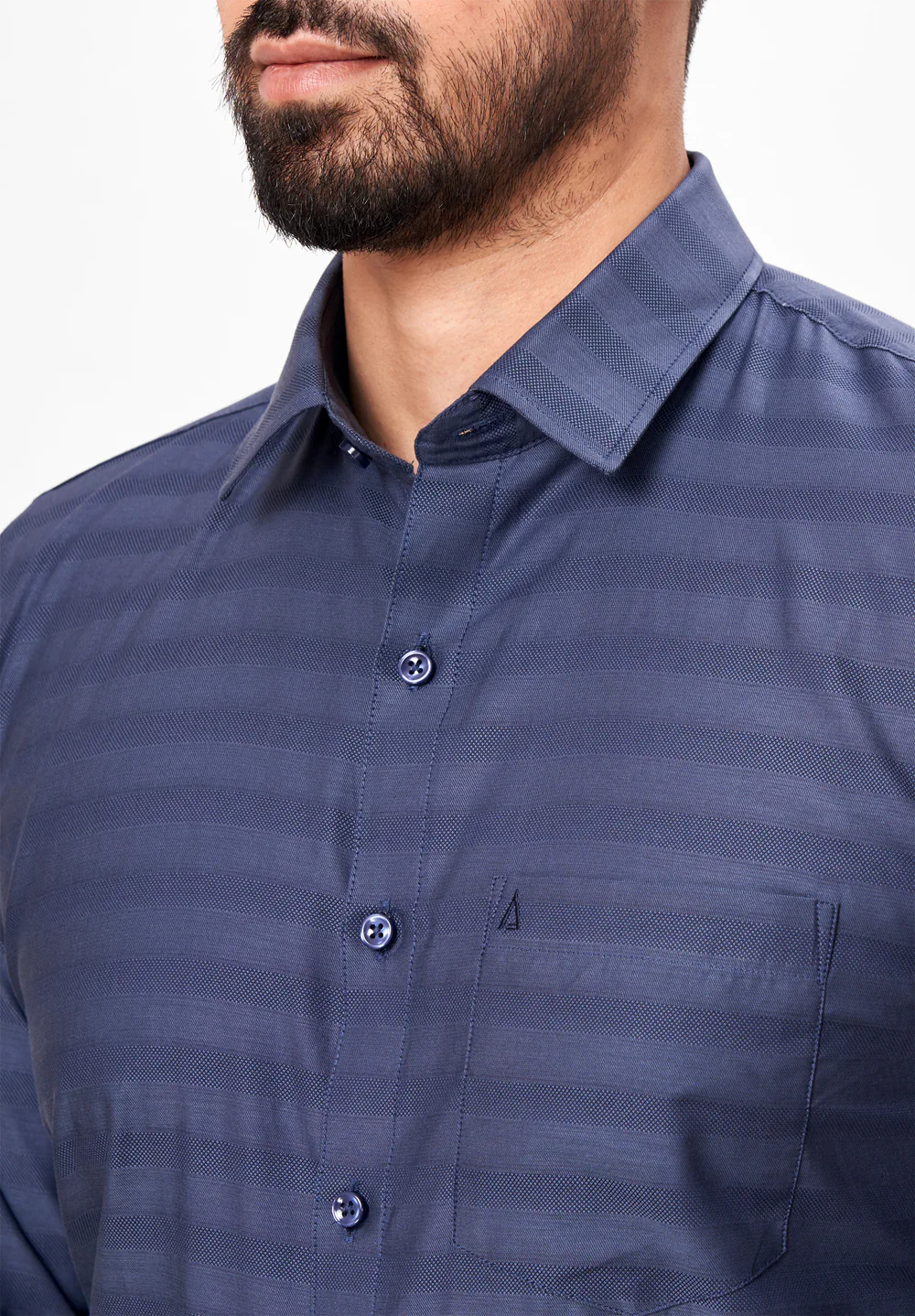 Men Blue Slim Fit Formal Shirt - Image 5