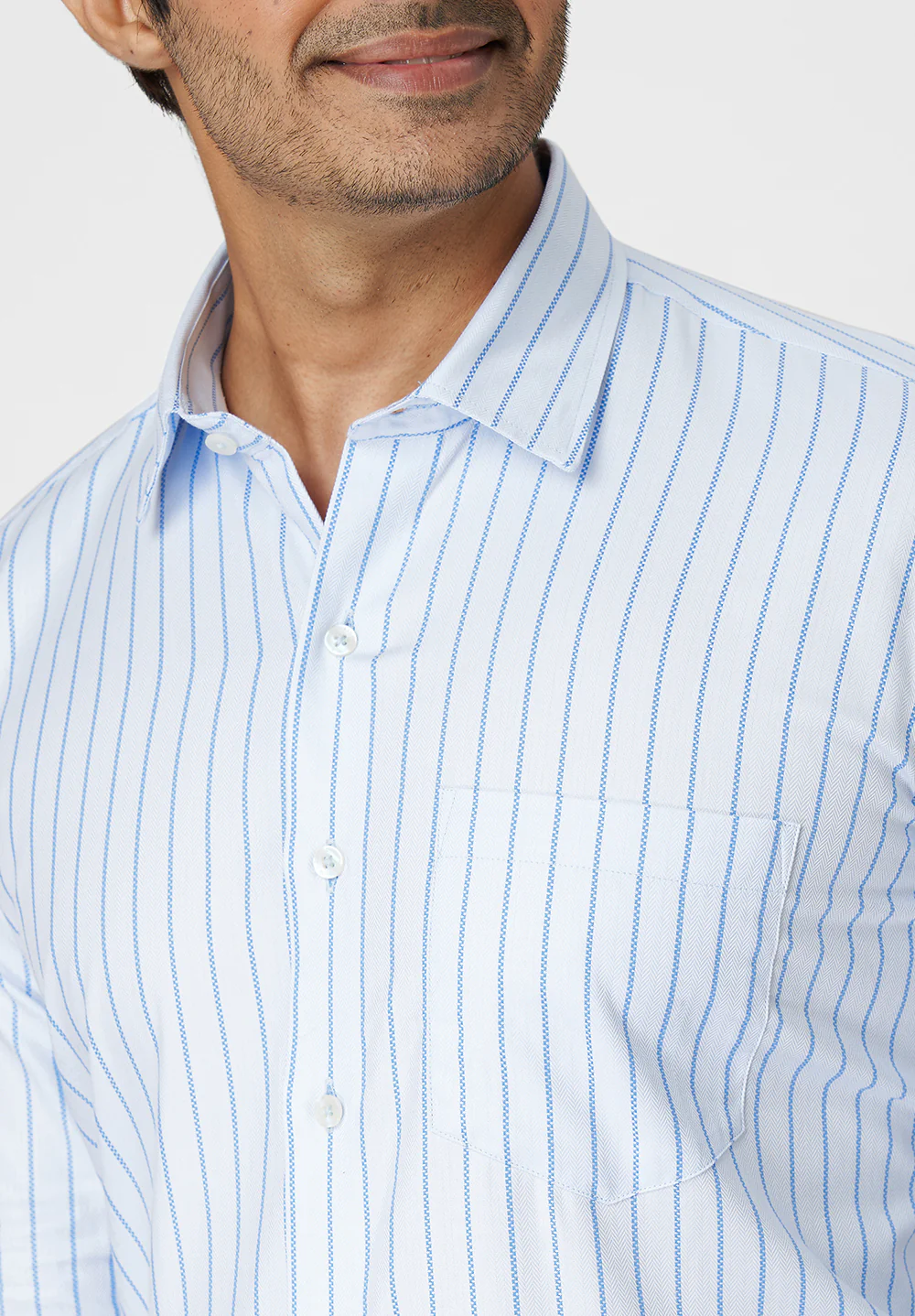 Men Blue Regular Fit Formal Shirt - Image 3