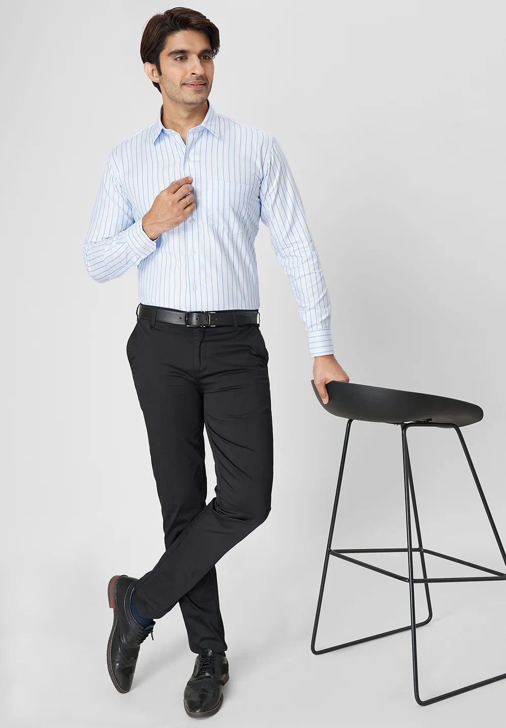 Men Blue Regular Fit Formal Shirt - Image 5