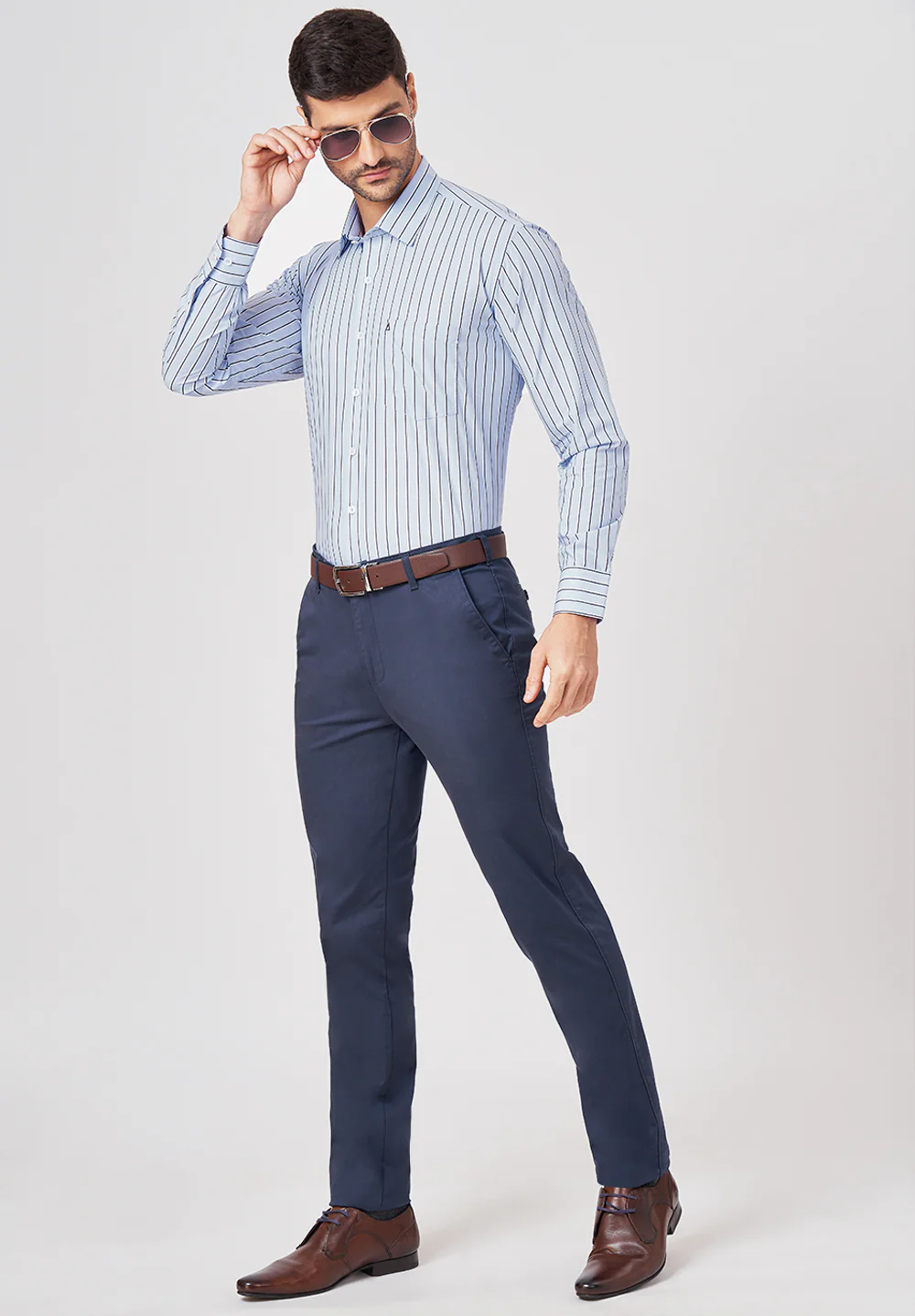 Men Blue Regular Fit Formal Shirt - Image 5