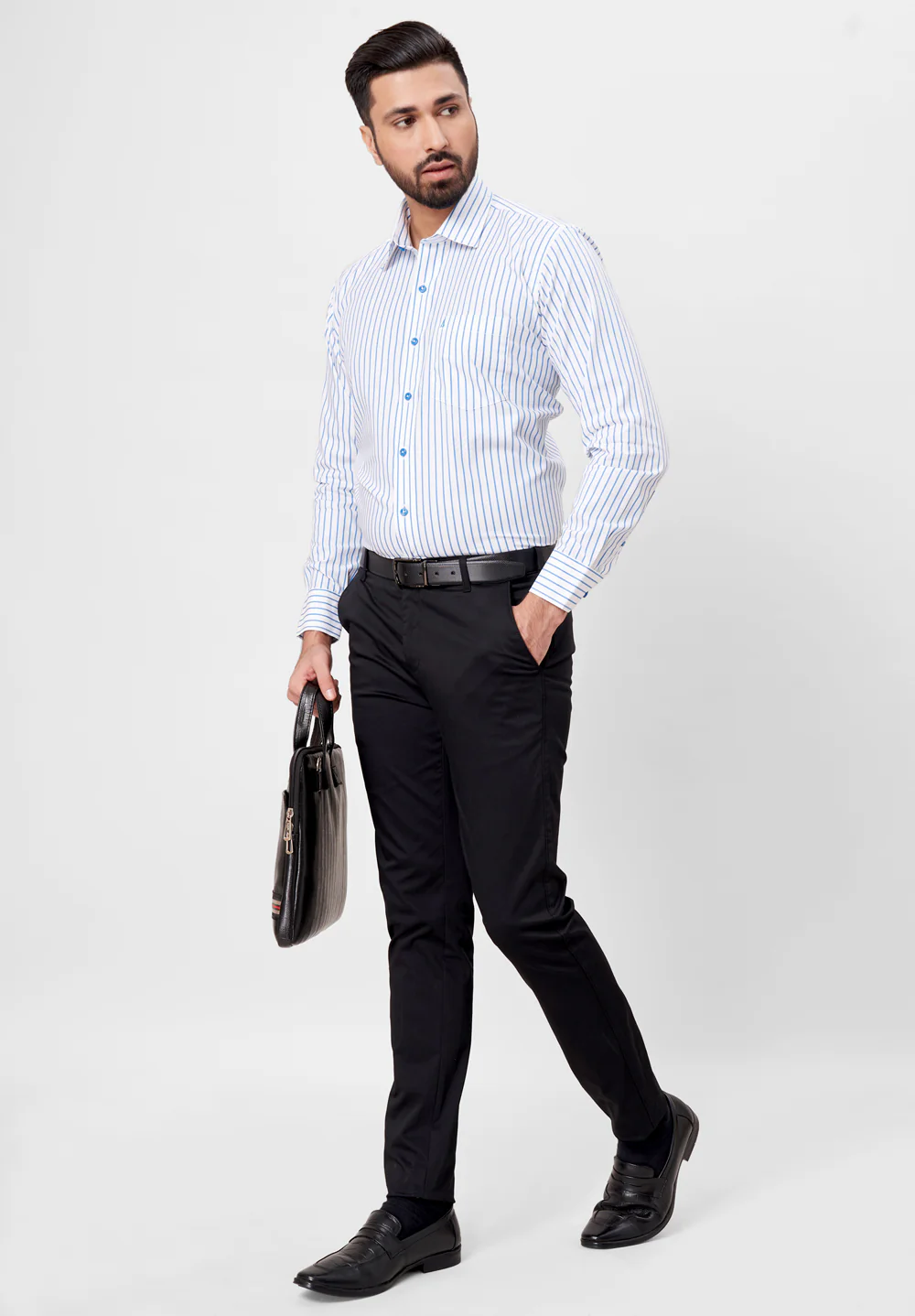 Men Blue Regular Fit Formal Shirt - Image 4