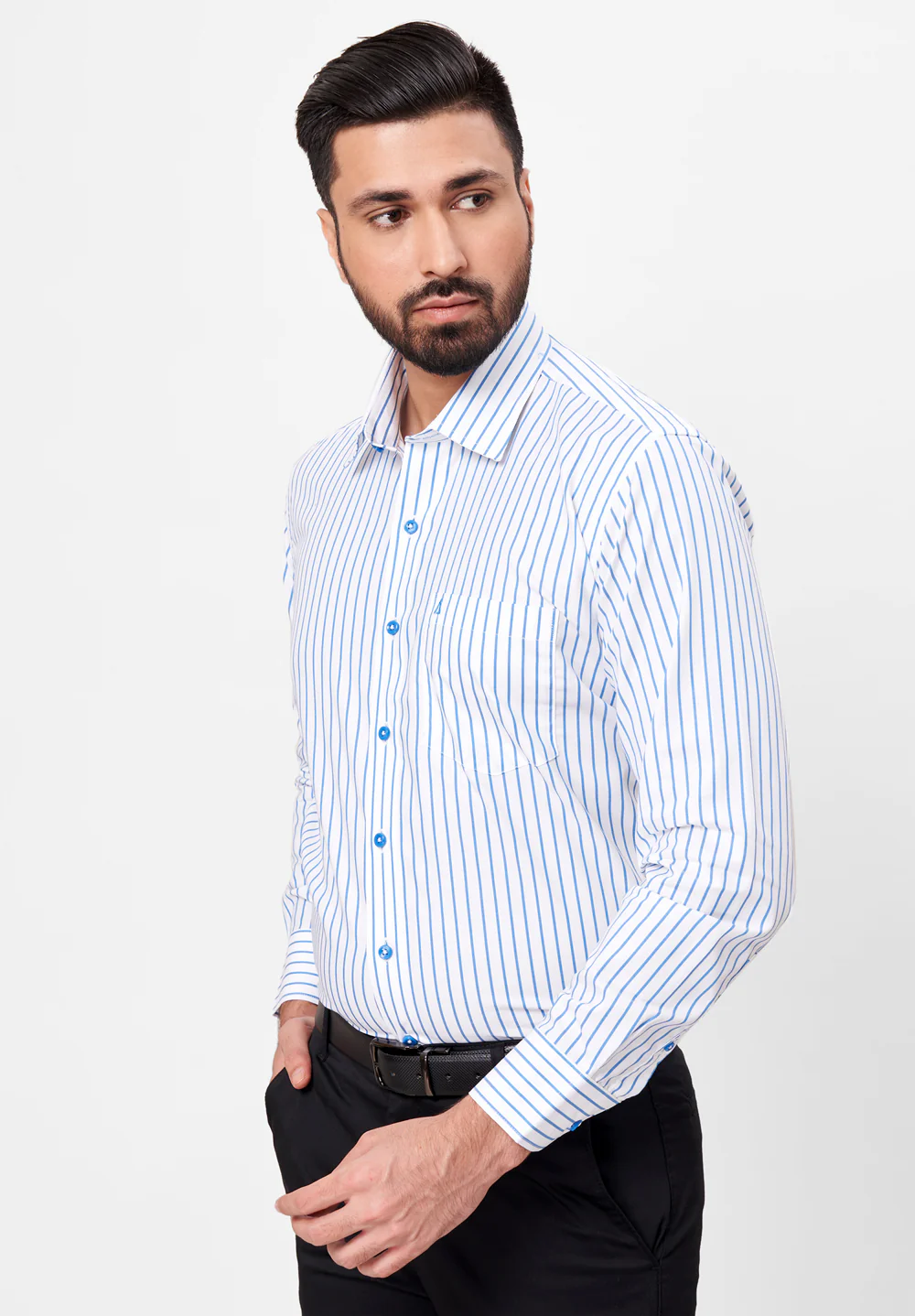 Men Blue Regular Fit Formal Shirt - Image 5