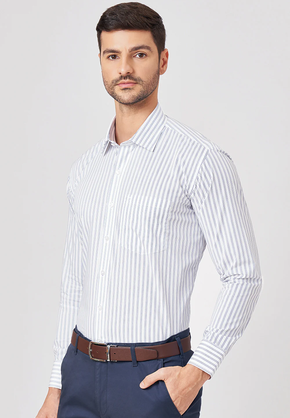 Men Blue Regular Fit Formal Shirt - Image 4