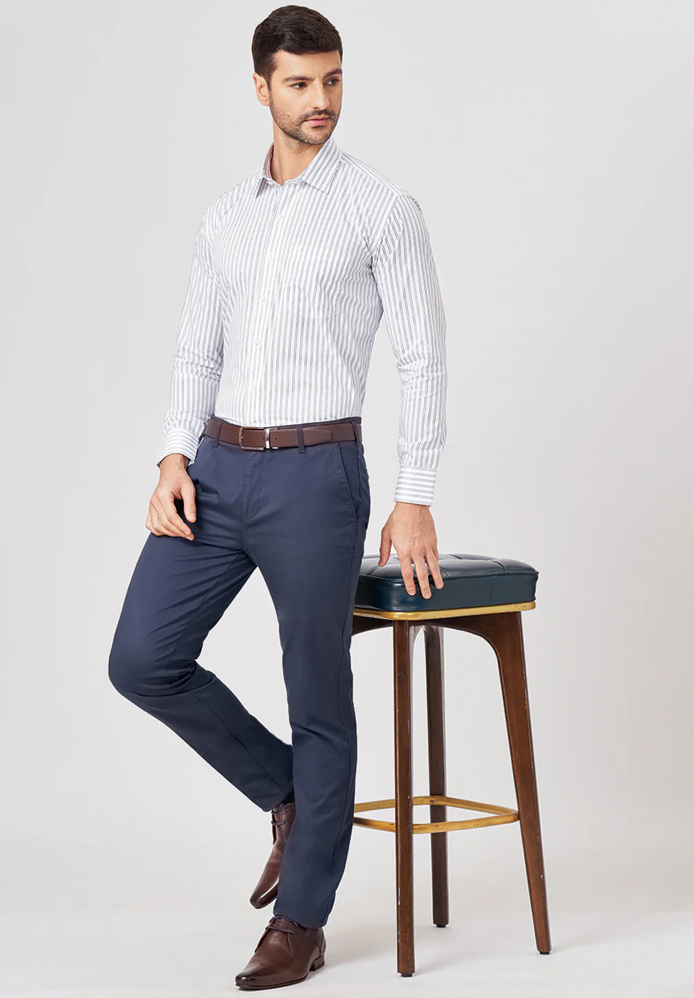 Men Blue Regular Fit Formal Shirt - Image 5