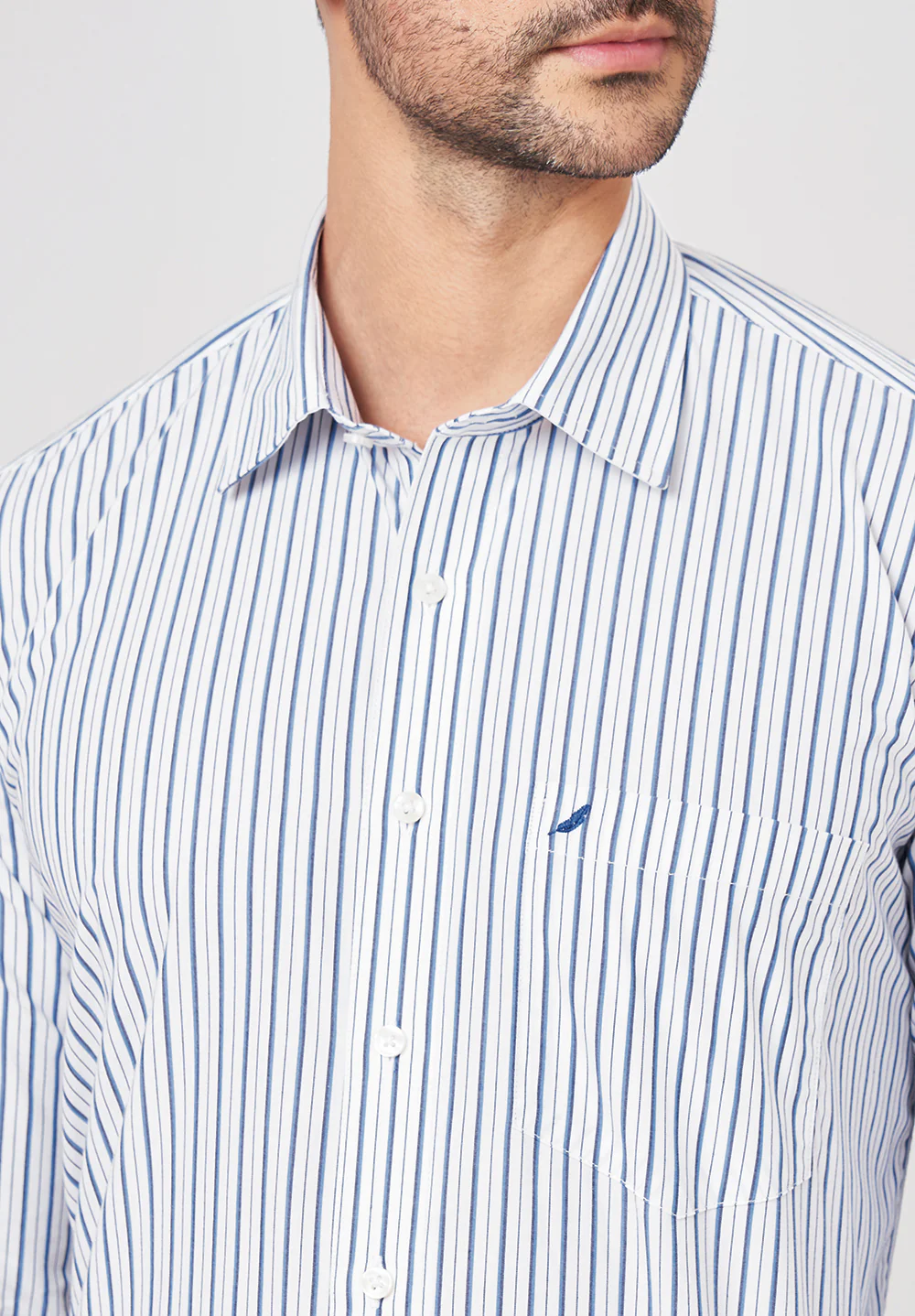 Men Blue Regular Fit Formal Shirt - Image 3