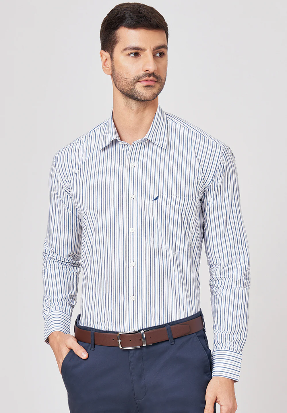 Men Blue Regular Fit Formal Shirt - Image 4