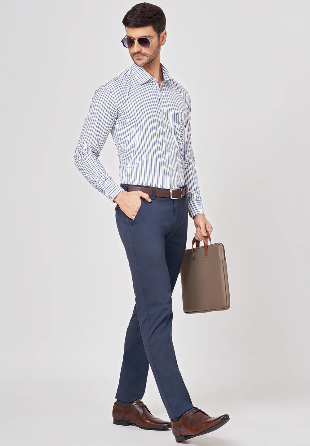 Men Blue Regular Fit Formal Shirt - Image 5