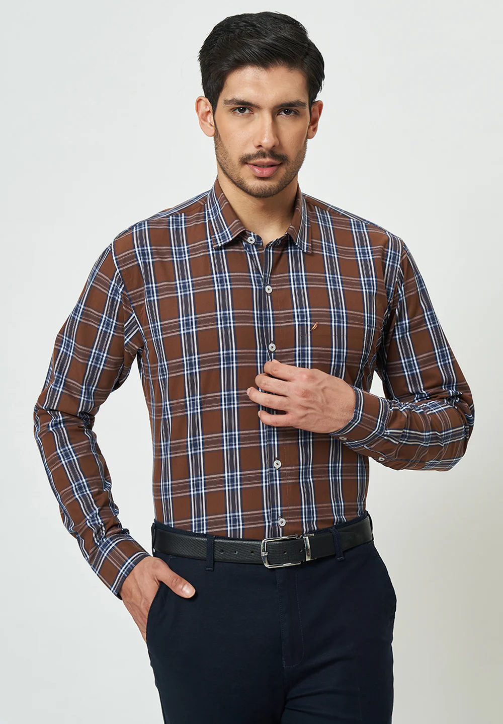 Men Brown Slim Fit Formal Shirt