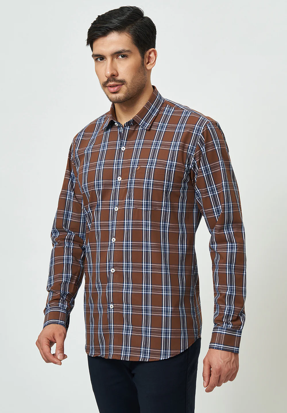 Men Brown Slim Fit Formal Shirt - Image 2